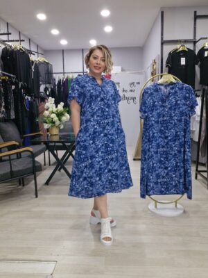 VİSKON CEPLI İKİ DÜGMELI BOYU 110 CM ELBİSE