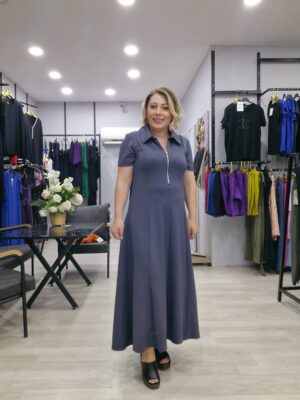 RAHAT ETEKLERI PARÇALI FERMUARLİ ELBİSE